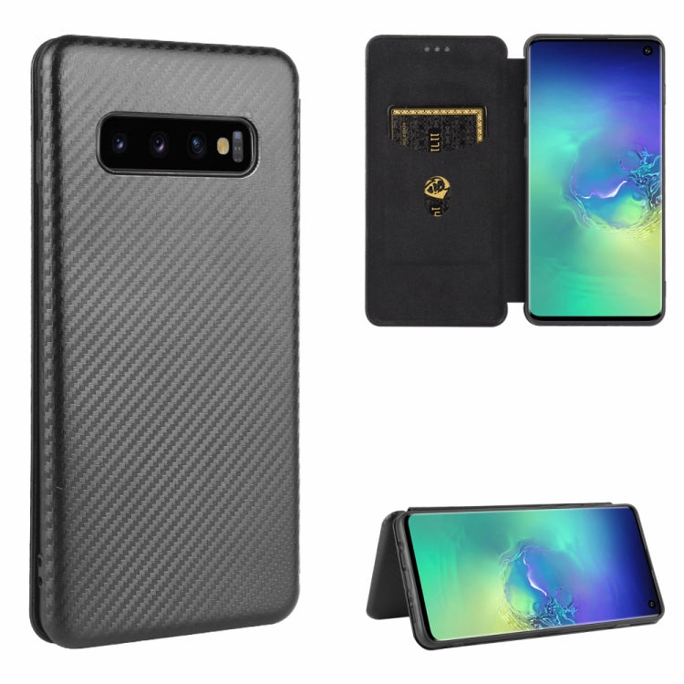 For Samsung Galaxy S10 Carbon Fiber Texture Horizontal Flip TPU + PC + PU Leather Case with Rope & Card Slot(Black) - free shipping - PMC TechLife - Order now!