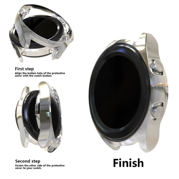 For Samsung Galaxy Watch 3 41mm Electroplating Hollow Half-pack TPU Protective Case(Silver) - Watch Cases by ENKAY