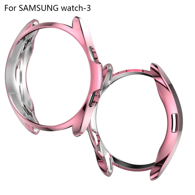 For Samsung Galaxy Watch 3 45mm Electroplating Hollow Half-pack TPU Protective Case(Fink) - Watch Cases by ENKAY | Online Shopping South Africa | PMC TechLife | Buy Now Pay Later Mobicred