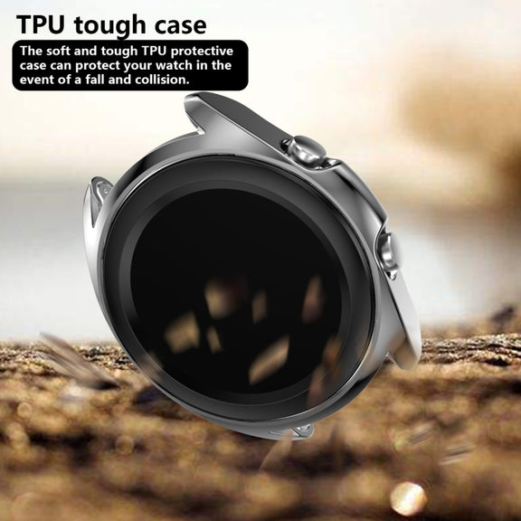 For Samsung Galaxy Watch 3 45mm Electroplating Hollow Half-pack TPU Protective Case(Gray) - Watch Cases by ENKAY