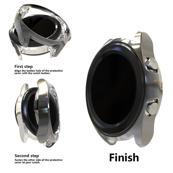 For Samsung Galaxy Watch 3 45mm Electroplating Hollow Half-pack TPU Protective Case(Gray) - Watch Cases by ENKAY