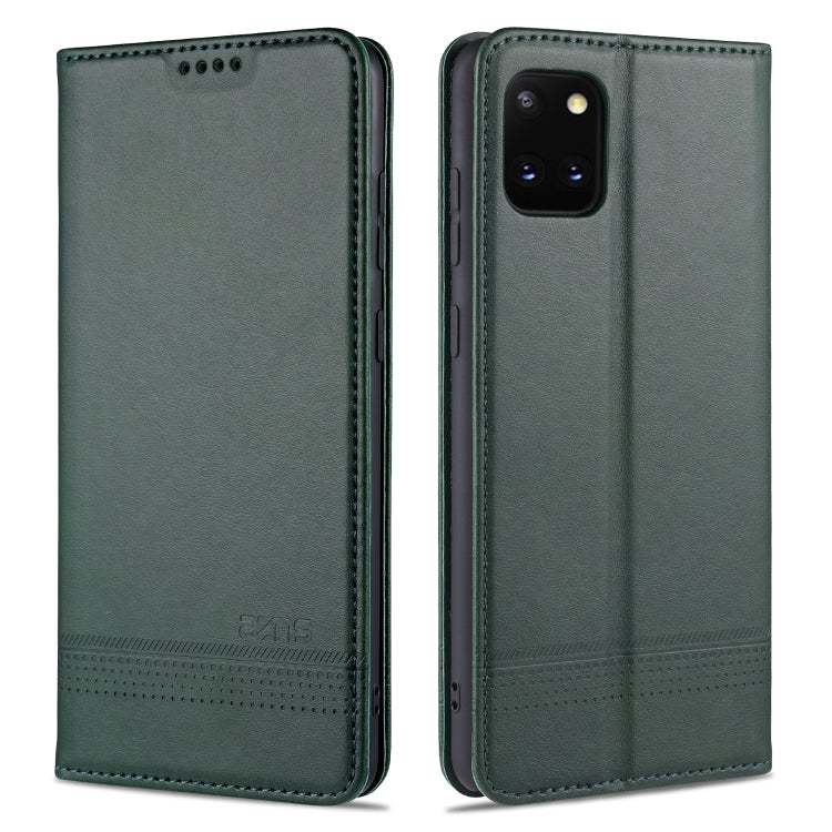 For Samsung Galaxy Note 10 Lite AZNS Magnetic Calf Texture Horizontal Flip Leather Case with Card Slots & Holder & Wallet(Dark Green) - free shipping - PMC TechLife - Order now!