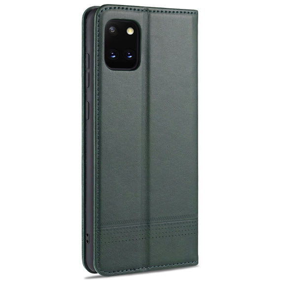 For Samsung Galaxy Note 10 Lite AZNS Magnetic Calf Texture Horizontal Flip Leather Case with Card Slots & Holder & Wallet(Dark Green)