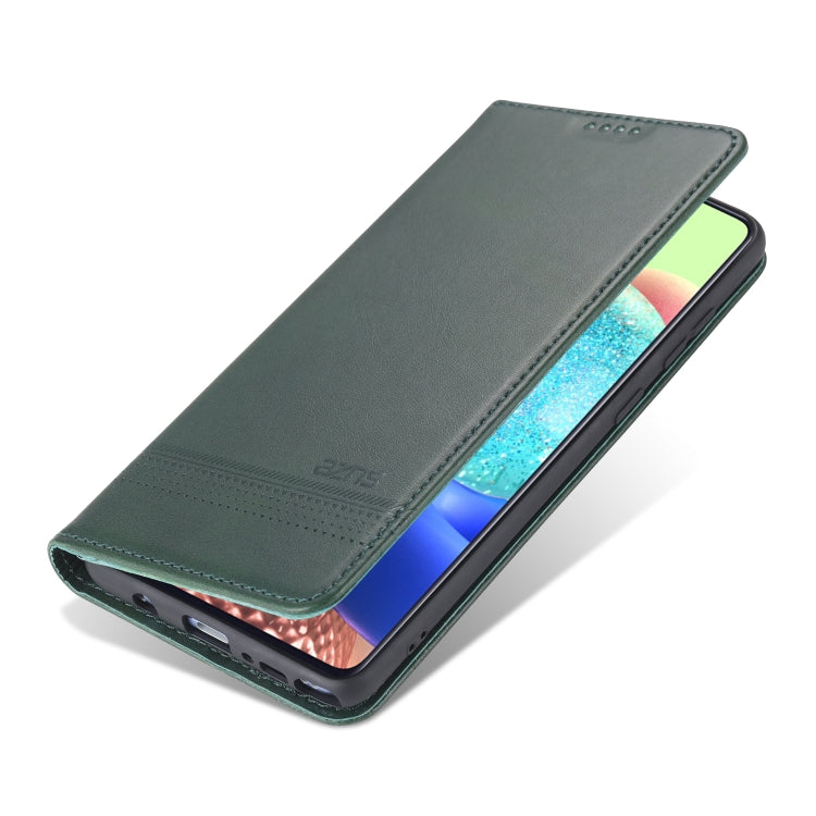 For Samsung Galaxy Note 10 Lite AZNS Magnetic Calf Texture Horizontal Flip Leather Case with Card Slots & Holder & Wallet(Dark Green)
