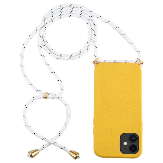 For iPhone 12 mini Wheat TPU Protective Case with Lanyard(Yellow) - free shipping - PMC Jewellery - Order now!