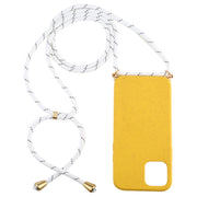For iPhone 12 mini Wheat TPU Protective Case with Lanyard(Yellow)