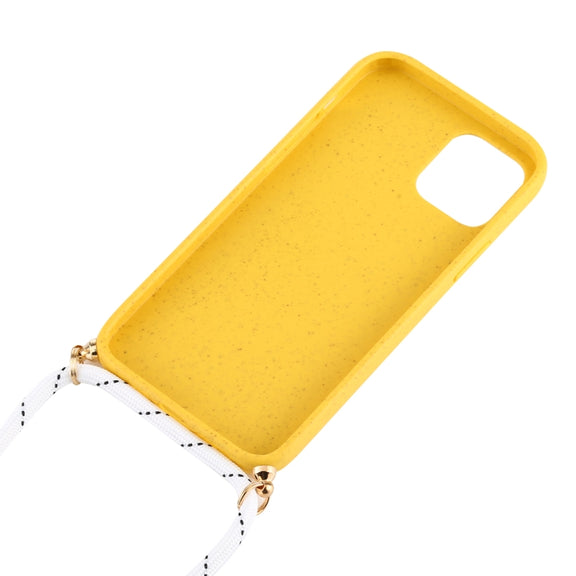 For iPhone 12 mini Wheat TPU Protective Case with Lanyard(Yellow)
