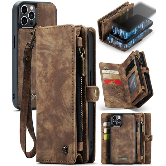 For iPhone 12 / 12 Pro CaseMe-008 Detachable Multifunctional Wallet Leather Phone Case (Brown) - free shipping - PMC Jewellery - Order now!