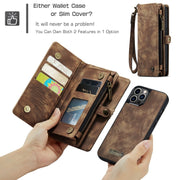 For iPhone 12 / 12 Pro CaseMe-008 Detachable Multifunctional Wallet Leather Phone Case (Brown)