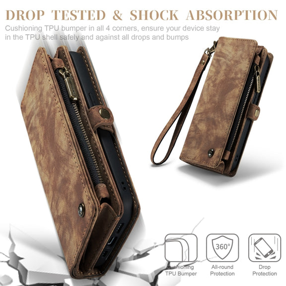 For iPhone 12 / 12 Pro CaseMe-008 Detachable Multifunctional Wallet Leather Phone Case (Brown)