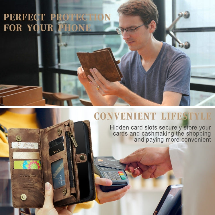 For iPhone 12 / 12 Pro CaseMe-008 Detachable Multifunctional Wallet Leather Phone Case (Brown)