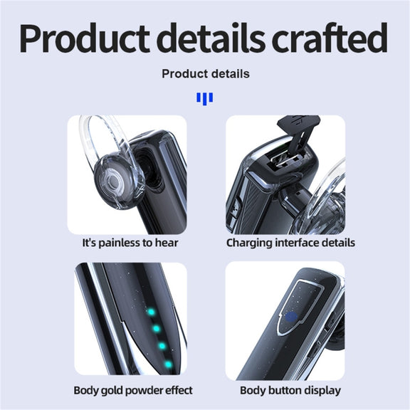ME-3 Bluetooth 5.0 Business Style Touch Switch Bluetooth Earphone(Black)