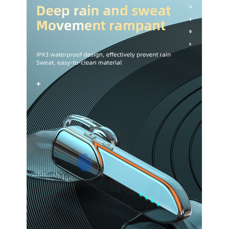 V19S Bluetooth 5.0 Business Style Fingerprint Touch Bluetooth Earphone(Purple) - Bluetooth Earphone by PMC TechLife | Online Shopping South Africa | PMC TechLife