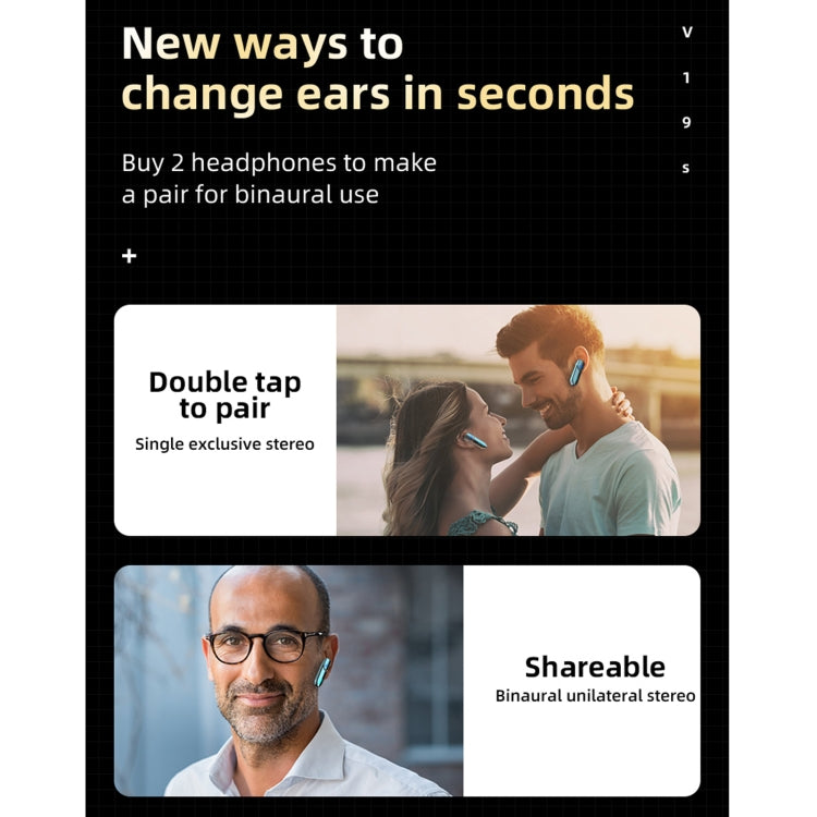 V19S Bluetooth 5.0 Business Style Fingerprint Touch Bluetooth Earphone(Silver) - Bluetooth Earphone by PMC TechLife | Online Shopping South Africa | PMC TechLife