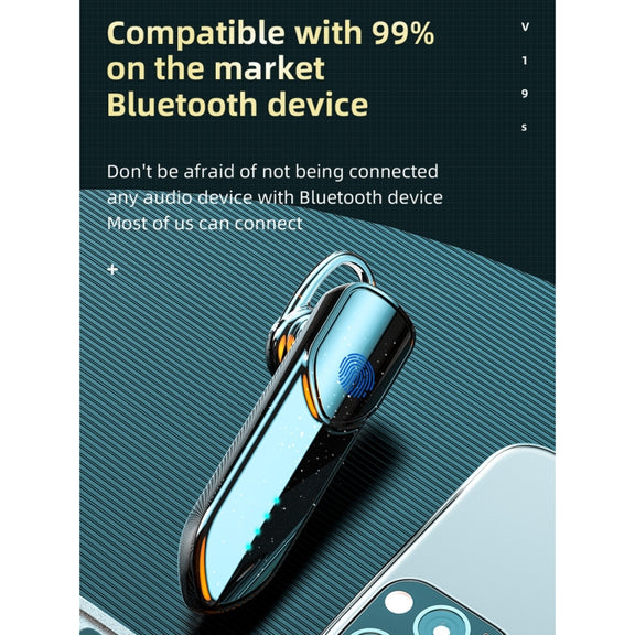 V19S Bluetooth 5.0 Business Style Fingerprint Touch Bluetooth Earphone(Blue)