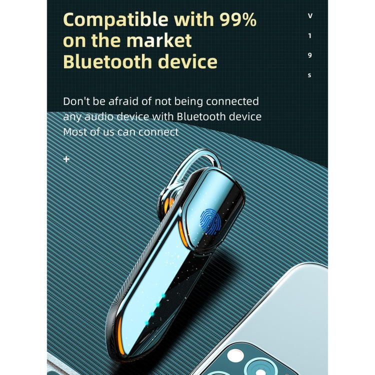 V19S Bluetooth 5.0 Business Style Fingerprint Touch Bluetooth Earphone(Blue)