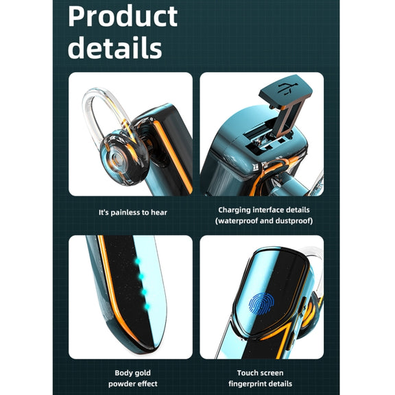V19S Bluetooth 5.0 Business Style Fingerprint Touch Bluetooth Earphone(Silver)