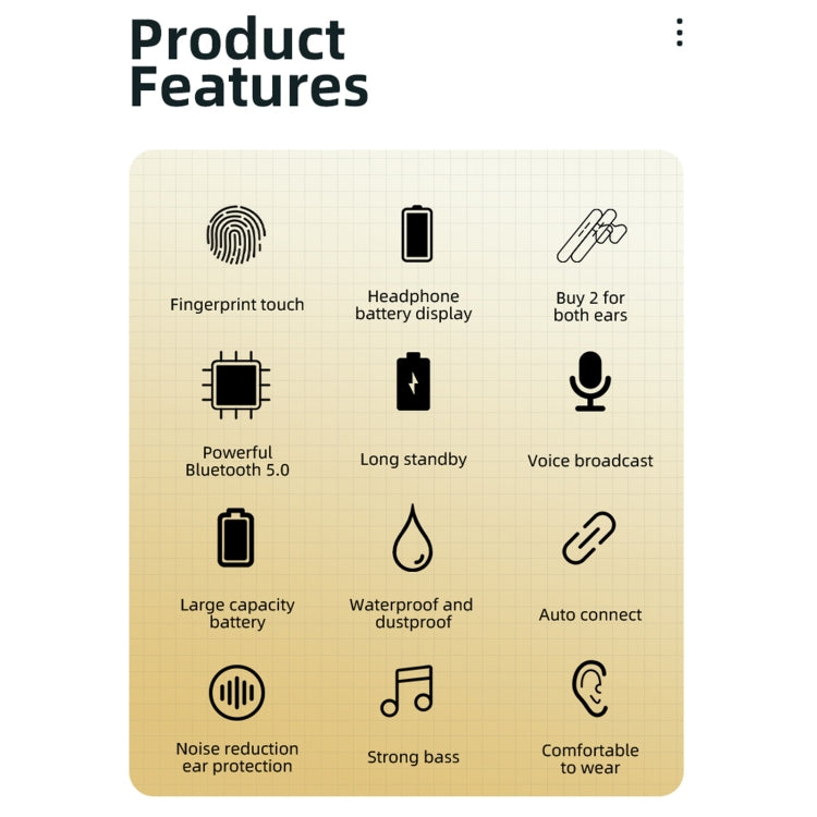 V19S Bluetooth 5.0 Business Style Fingerprint Touch Bluetooth Earphone(Blue) - Bluetooth Earphone by PMC TechLife | Online Shopping South Africa | PMC TechLife