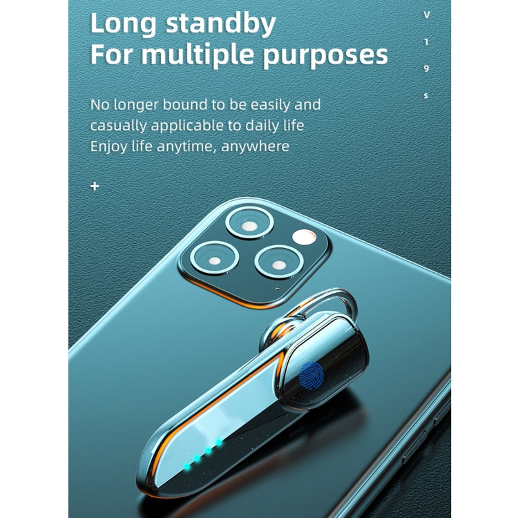 V19S Bluetooth 5.0 Business Style Fingerprint Touch Bluetooth Earphone(Blue) - Bluetooth Earphone by PMC TechLife | Online Shopping South Africa | PMC TechLife