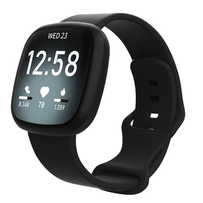 For Fitbit Versa 4 / Versa 3 / Sense 2 / Sense Silicone Watch Band, Size: L(Black) - Watch Bands by PMC Jewellery | Online Shopping South Africa | PMC Jewellery | Buy Now Pay Later Mobicred