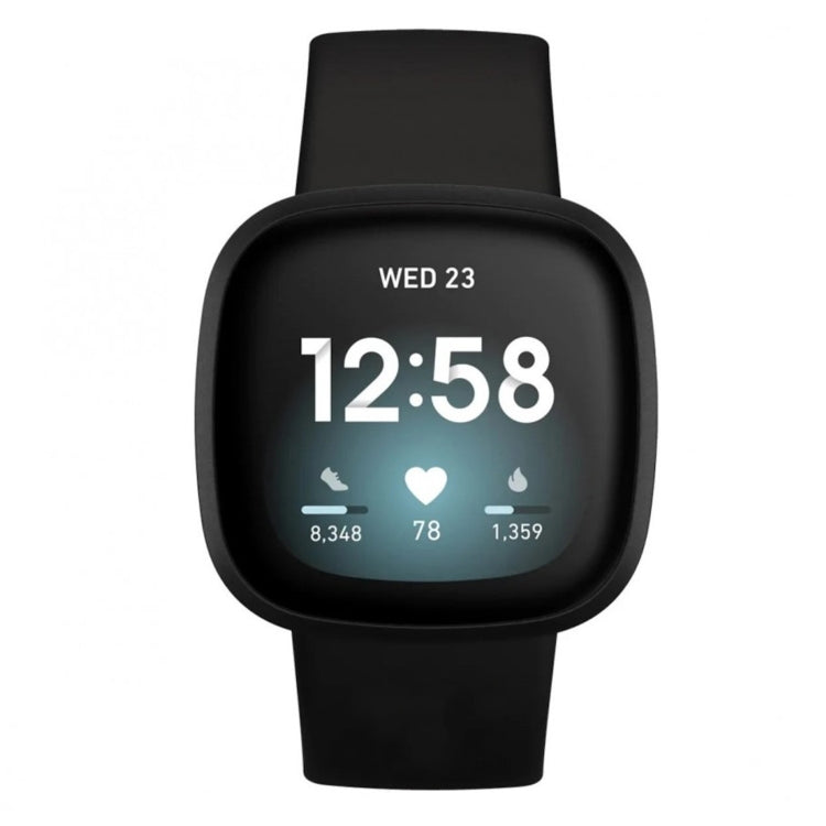 For Fitbit Versa 4 / Versa 3 / Sense 2 / Sense Silicone Watch Band, Size: L(Black) - Watch Bands by PMC Jewellery | Online Shopping South Africa | PMC Jewellery | Buy Now Pay Later Mobicred