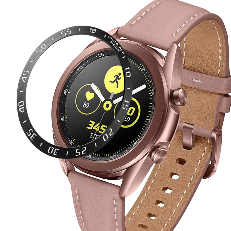 For Samsung Galaxy Watch 3 41mm Smart Watch Steel Bezel Ring, A Version(Black Ring White Letter) - Watch Cases by ENKAY