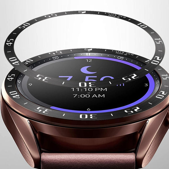 For Samsung Galaxy Watch 3 41mm Smart Watch Steel Bezel Ring, A Version(Black Ring White Letter) - Watch Cases by ENKAY