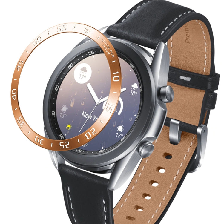 For Samsung Galaxy Watch 3 41mm Smart Watch Steel Bezel Ring, A Version(Rose Gold Ring White Letter) - Watch Cases by ENKAY