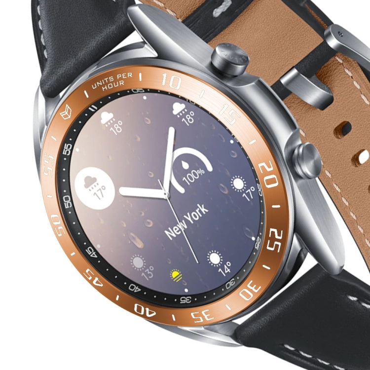 For Samsung Galaxy Watch 3 41mm Smart Watch Steel Bezel Ring, A Version(Rose Gold Ring White Letter) - Watch Cases by ENKAY