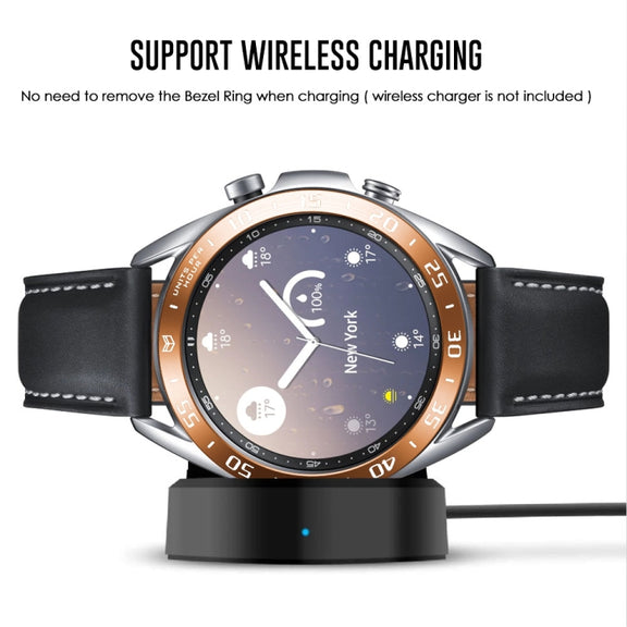 For Samsung Galaxy Watch 3 41mm Smart Watch Steel Bezel Ring, A Version(Rose Gold Ring White Letter) - Watch Cases by ENKAY
