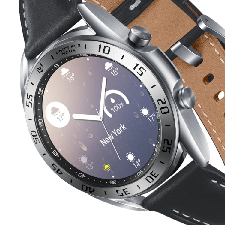 For Samsung Galaxy Watch 3 41mm Smart Watch Steel Bezel Ring, A Version(Silver Ring Black Letter) - Watch Cases by ENKAY