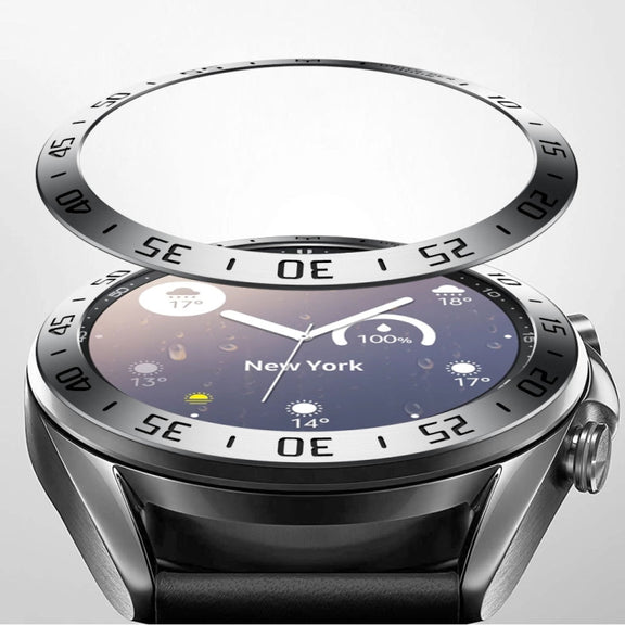 For Samsung Galaxy Watch 3 41mm Smart Watch Steel Bezel Ring, A Version(Silver Ring Black Letter) - Watch Cases by ENKAY