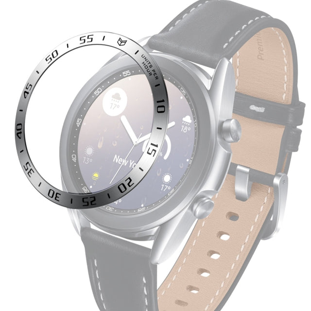 For Samsung Galaxy Watch 3 41mm Smart Watch Steel Bezel Ring, A Version(Silver Ring Black Letter) - Watch Cases by ENKAY