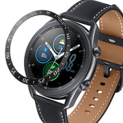 For Samsung Galaxy Watch 3 45mm Smart Watch Steel Bezel Ring, A Version(Black Ring White Letter) - Watch Cases by ENKAY