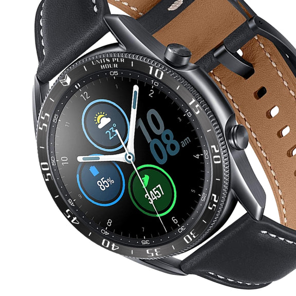 For Samsung Galaxy Watch 3 45mm Smart Watch Steel Bezel Ring, A Version(Black Ring White Letter) - Watch Cases by ENKAY