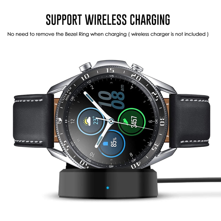 For Samsung Galaxy Watch 3 45mm Smart Watch Steel Bezel Ring, A Version(Black Ring White Letter) - Watch Cases by ENKAY