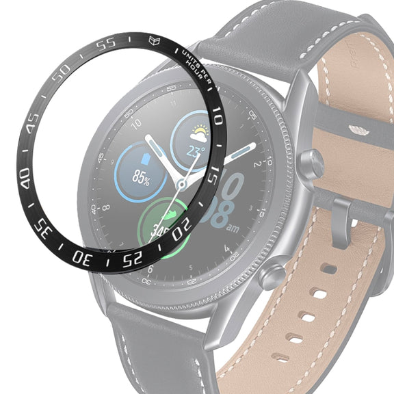 For Samsung Galaxy Watch 3 45mm Smart Watch Steel Bezel Ring, A Version(Black Ring White Letter) - Watch Cases by ENKAY