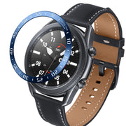For Samsung Galaxy Watch 3 45mm Smart Watch Steel Bezel Ring, A Version(Blue Ring White Letter) - Watch Cases by ENKAY