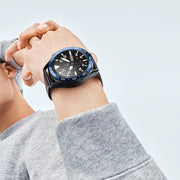 For Samsung Galaxy Watch 3 45mm Smart Watch Steel Bezel Ring, A Version(Blue Ring White Letter) - Watch Cases by ENKAY