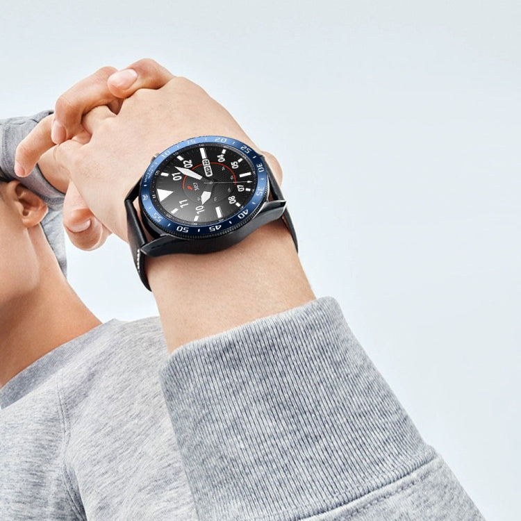 For Samsung Galaxy Watch 3 45mm Smart Watch Steel Bezel Ring, A Version(Blue Ring White Letter) - Watch Cases by ENKAY