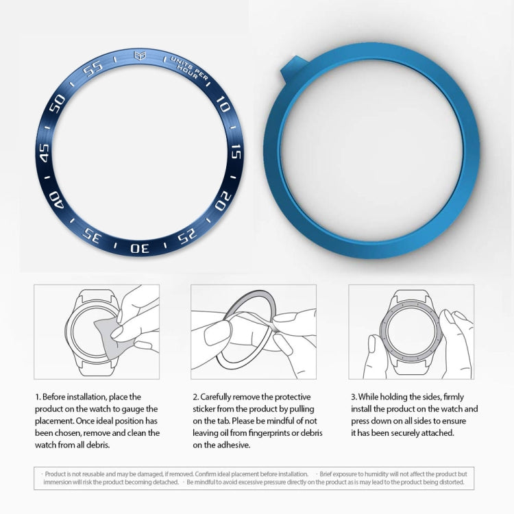 For Samsung Galaxy Watch 3 45mm Smart Watch Steel Bezel Ring, A Version(Blue Ring White Letter) - Watch Cases by ENKAY