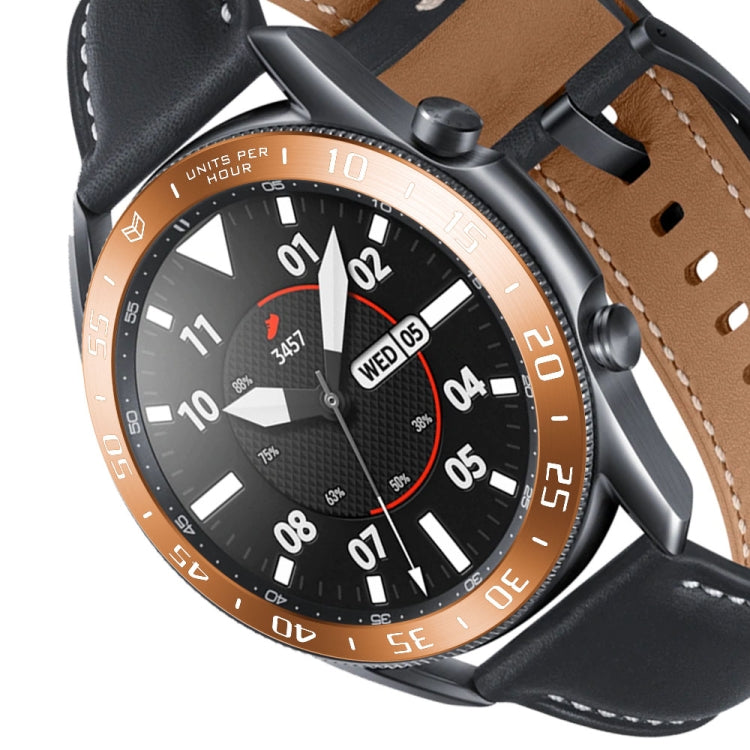 For Samsung Galaxy Watch 3 45mm Smart Watch Steel Bezel Ring, A Version(Rose Gold Ring White Letter) - Watch Cases by ENKAY