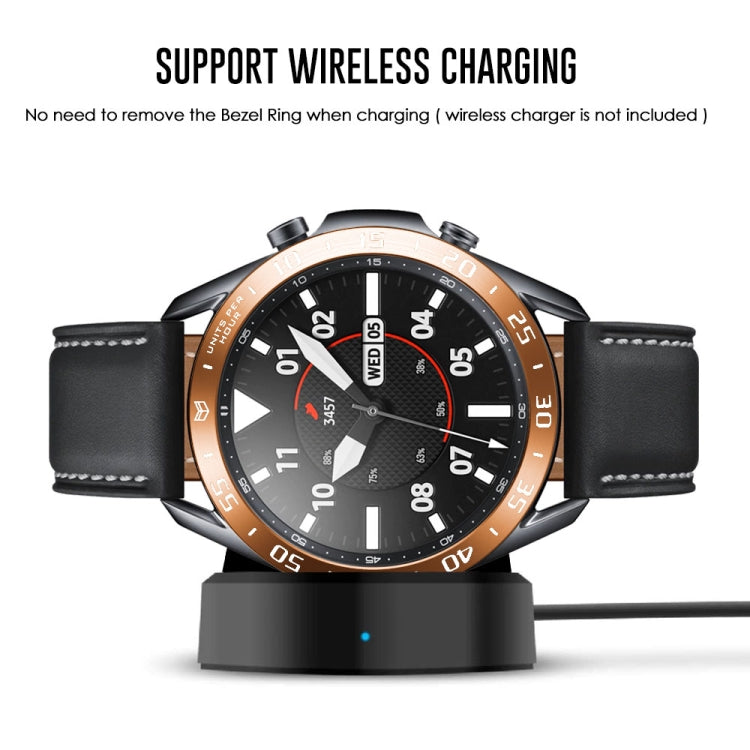 For Samsung Galaxy Watch 3 45mm Smart Watch Steel Bezel Ring, A Version(Rose Gold Ring White Letter) - Watch Cases by ENKAY