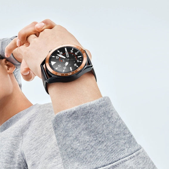 For Samsung Galaxy Watch 3 45mm Smart Watch Steel Bezel Ring, A Version(Rose Gold Ring White Letter) - Watch Cases by ENKAY