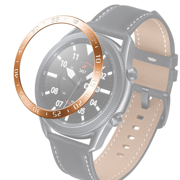 For Samsung Galaxy Watch 3 45mm Smart Watch Steel Bezel Ring, A Version(Rose Gold Ring White Letter) - Watch Cases by ENKAY