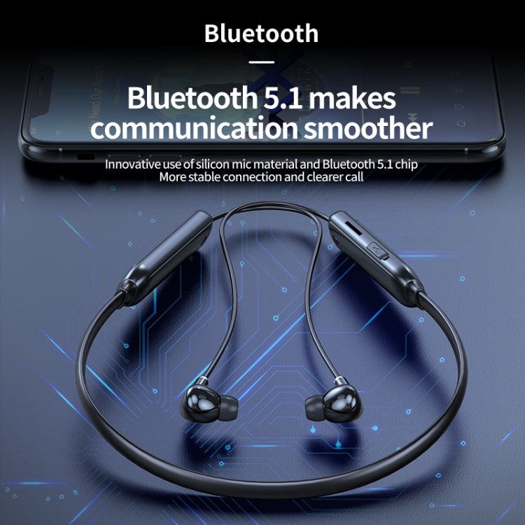 M60 8D Surround Sound Wireless Neck-mounted 5.1 Bluetooth Earphone Support TF Card MP3 Mode(White)