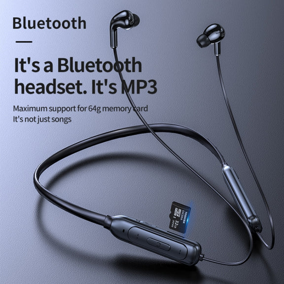M60 8D Surround Sound Wireless Neck-mounted 5.1 Bluetooth Earphone Support TF Card MP3 Mode(White)