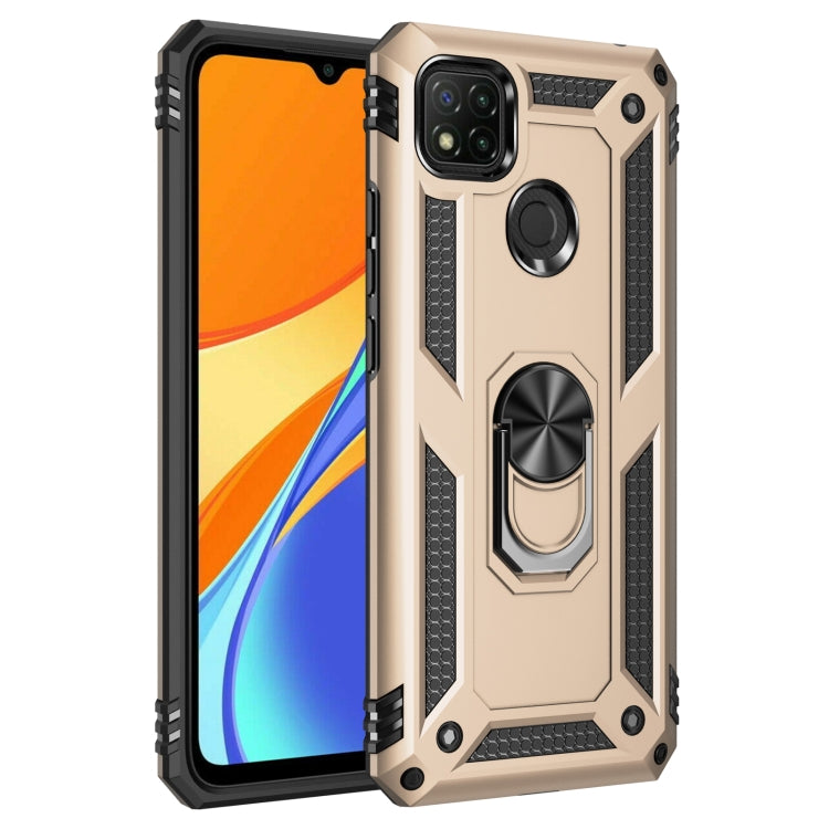 For Xiaomi Redmi 9C Shockproof TPU + PC Protective Case with 360 Degree Rotating Holder(Gold) - free shipping - PMC TechLife - Order now!