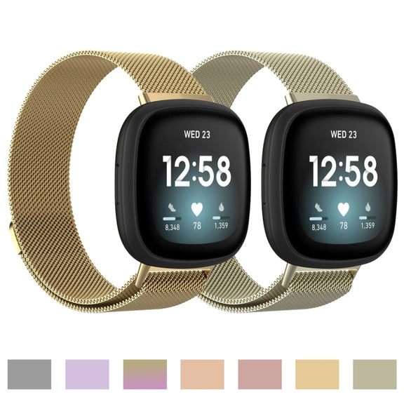 For Fitbit Versa 3 Milanese  Watch Band, Size:L 230mm(Blue)