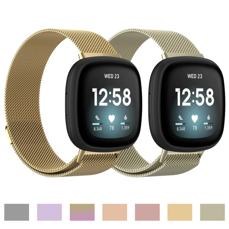 For Fitbit Versa 3 Milanese  Watch Band, Size:L 230mm(Blue)
